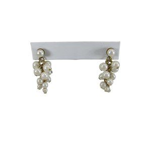 Vintage Faux Pearl Drop Dangle Earrings Cluster 52623